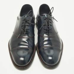 مملوكة مسبقًا حذاء أوكسفورد لوي فيتون برباط دامييه أسود منقوش مقاس 42