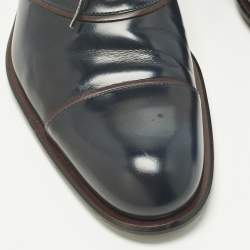 مملوكة مسبقًا حذاء أوكسفورد لوي فيتون برباط دامييه أسود منقوش مقاس 42