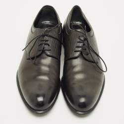 Pre Owned Louis Vuitton Size 41 Black Epi Leather and Leather Lace Up Derby