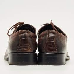 Pre Owned حذاء لويس فيتون أكسفورد جلد نقشة كروكو بني مقاس 41