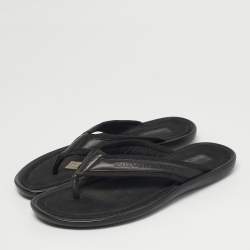 Pre Owned صندل لوي فيتون فلات جلد وقماش دامير أسود مقاس 44