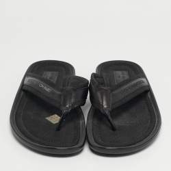 Pre Owned صندل لوي فيتون فلات جلد وقماش دامير أسود مقاس 44