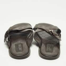 Pre Owned صندل فلات كروس كروس جلد دامييه بني داكن لويس فيتون مقاس 44