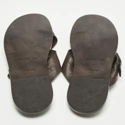 Pre Owned صندل فلات كروس كروس جلد دامييه بني داكن لويس فيتون مقاس 44