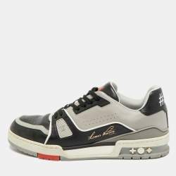 مملوكة مسبقًا Louis Vuitton LV Trainer Size 41.5 GreyBlack Leather Lace Up Sneakers