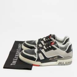 مملوكة مسبقًا Louis Vuitton LV Trainer Size 41.5 GreyBlack Leather Lace Up Sneakers