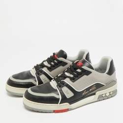 مملوكة مسبقًا Louis Vuitton LV Trainer Size 41.5 GreyBlack Leather Lace Up Sneakers