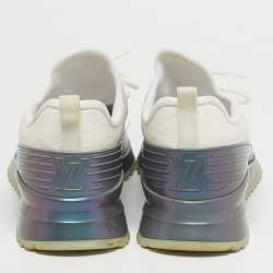 مملوكة مسبقًا Louis Vuitton V.N.R Size 43.5 White Cotton Knit Lace Up Sneakers