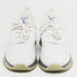 مملوكة مسبقًا Louis Vuitton V.N.R Size 43.5 White Cotton Knit Lace Up Sneakers