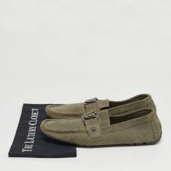 مملوكة مسبقًا حذاء لوفرز لوي فيتون مونتي كارلو شامواه رمادي مقاس 41.5