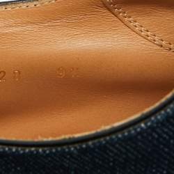 مملوكة مسبقًا حذاء ديربي لوي فيتون جينز أزرق وجلد برباط مقاس 43.5