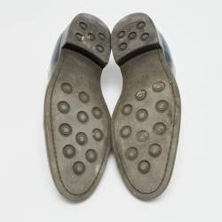 مملوكة مسبقًا حذاء ديربي لوي فيتون جينز أزرق وجلد برباط مقاس 43.5