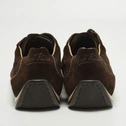 مملوكة مسبقًا حذاء رياضي لوي فيتون كانفاس مونوغرامي ميني لين وسويدي بني منخفض من أعلى مقاس 44.5