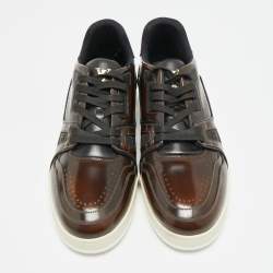 Pre Owned حذاء رياضي لوي فيتون ترينر جلد ومطاط أبيض/ رصاصي عنق منخفض مقاس 40 