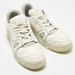مملوكة مسبقًا Louis Vuitton LV Trainer Size 42 White Leather Lace Up Sneakers