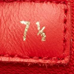 Pre Owned حذاء رياضي لوي فيتون لوكسمبورغ جلد أحمر بحافة منخفضة مقاس 41.5