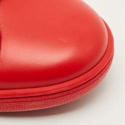 Pre Owned حذاء رياضي لوي فيتون لوكسمبورغ جلد أحمر بحافة منخفضة مقاس 41.5