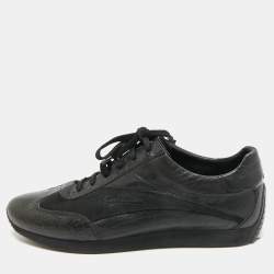 مملوكة مسبقًا Louis Vuitton Size 41.5 Black Croc Embossed Leather and Suede Lace Up Sneakers