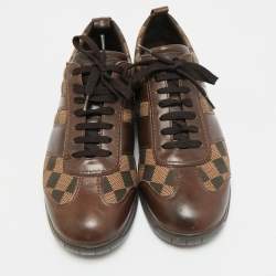 مملوكة مسبقًا Louis Vuitton Size 41.5 Brown Monogram Demeire Fabric and Leather Lace Up Sneakers