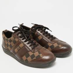 مملوكة مسبقًا Louis Vuitton Size 41.5 Brown Monogram Demeire Fabric and Leather Lace Up Sneakers