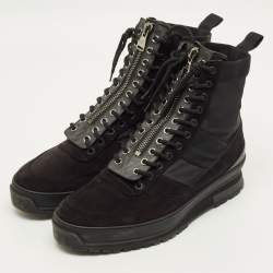 Pre Owned حذاء بوت للكاحل لوي فيتون جلد أسود وسويدي مقاس 42.5