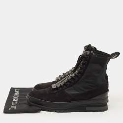 Pre Owned حذاء بوت للكاحل لوي فيتون جلد أسود وسويدي مقاس 42.5