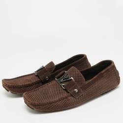 مملوكة مسبقًا حذاء لوفرز لوي فيتون مونت كارلو سليب أون سويدي بني مقاس 42