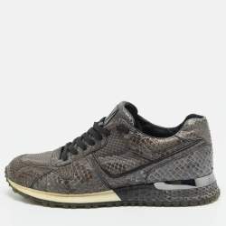 Pre Owned Louis Vuitton Run Away Size 41 Grey/Brown Python Leather Low Top Sneakers