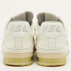 Pre Owned Louis Vuitton LV Trainer Size 38 White Leather Lace Up Sneakers