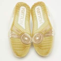 Pre Owned Louis Vuitton LV Trainer Size 38 White Leather Lace Up Sneakers