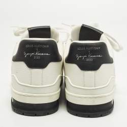 Pre Owned Louis Vuitton LV Trainer Size 42 White/Black Leather Lace Up Sneakers