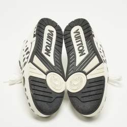 Pre Owned Louis Vuitton LV Trainer Size 42 White/Black Leather Lace Up Sneakers