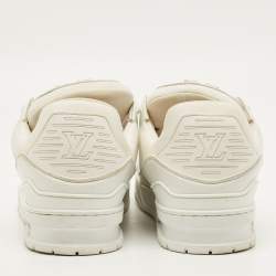 مملوكة مسبقًا Louis Vuitton LV Trainer Size 43 White Fabric and Leather Lace Up Sneakers