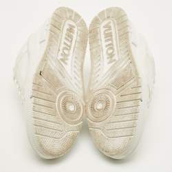 مملوكة مسبقًا Louis Vuitton LV Trainer Size 43 White Fabric and Leather Lace Up Sneakers