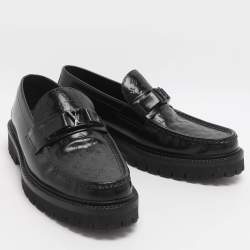 Pre Owned حذاء لوفرز لوي فيتون ماجور منقوش أسود مقاس 41.5