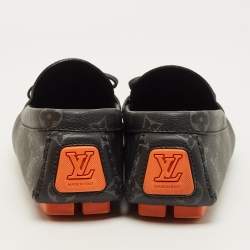 Pre Owned Louis Vuitton Size 39 Monogram Eclipse Canvas Driver Loafers