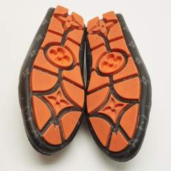 Pre Owned Louis Vuitton Size 39 Monogram Eclipse Canvas Driver Loafers