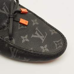 Pre Owned Louis Vuitton Size 39 Monogram Eclipse Canvas Driver Loafers
