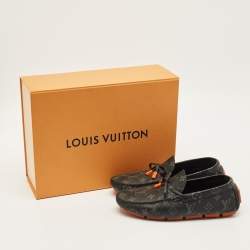 Pre Owned Louis Vuitton Size 39 Monogram Eclipse Canvas Driver Loafers