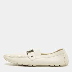 Pre Owned Louis Vuitton Monte Carlo Size 45 White Leather Slip On Loafers