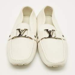 Pre Owned Louis Vuitton Monte Carlo Size 45 White Leather Slip On Loafers