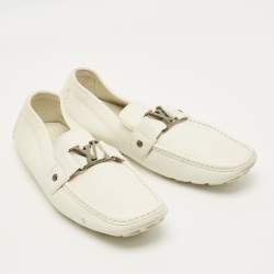 Pre Owned Louis Vuitton Monte Carlo Size 45 White Leather Slip On Loafers