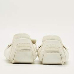 Pre Owned Louis Vuitton Monte Carlo Size 45 White Leather Slip On Loafers