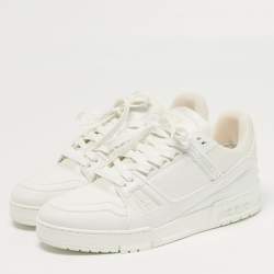 Pre Owned Louis Vuitton LV Trainer Size 42.5 White Leather Low Top Sneakers