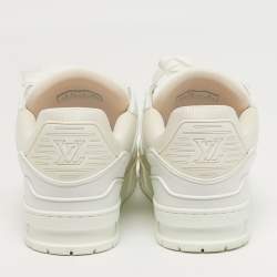 Pre Owned Louis Vuitton LV Trainer Size 42.5 White Leather Low Top Sneakers