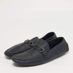 مملوكة مسبقًا حذاء لوفرز لوي فيتون هوكنفيم جلد أزرق بحري مقاس 44.5