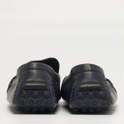 مملوكة مسبقًا حذاء لوفرز لوي فيتون هوكنفيم جلد أزرق بحري مقاس 44.5