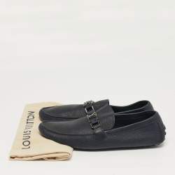 مملوكة مسبقًا حذاء لوفرز لوي فيتون هوكنفيم جلد أزرق بحري مقاس 44.5