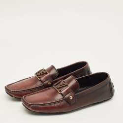 Pre Owned حذاء لوفرز لوي فيتون مونتي كارلو جلد لون برغندي داكن مقاس 42.5