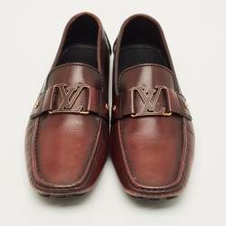 Pre Owned حذاء لوفرز لوي فيتون مونتي كارلو جلد لون برغندي داكن مقاس 42.5